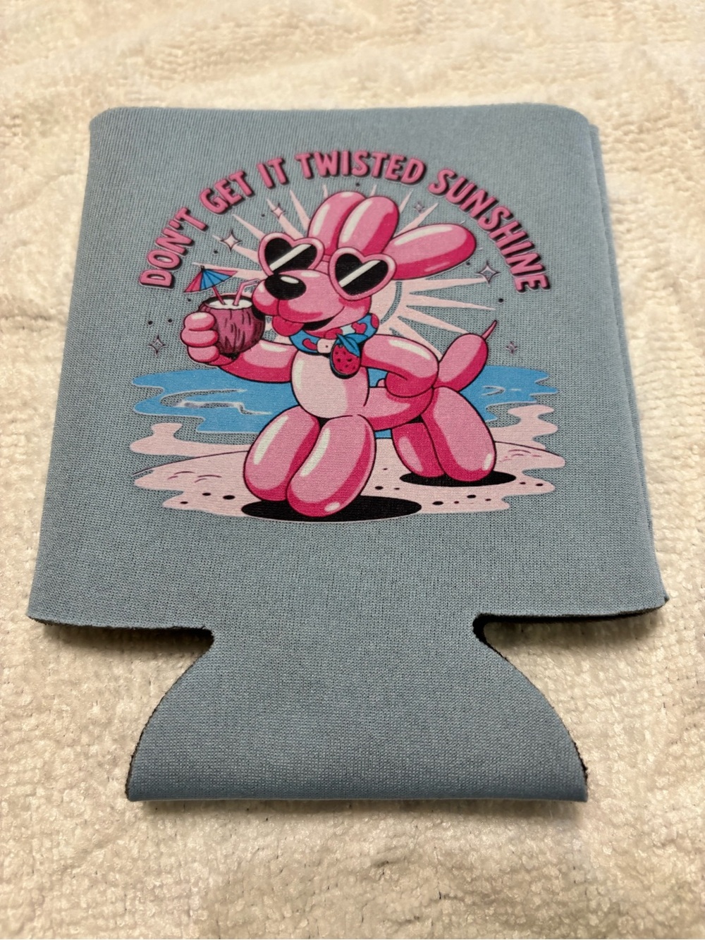 NEW Get It Twisted Sunshine Pink Balloon Dog Can Cooler